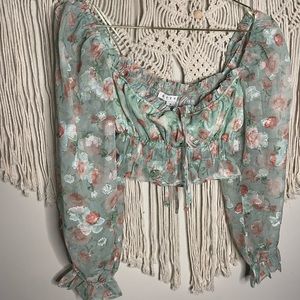 Sheer cropped floral top
